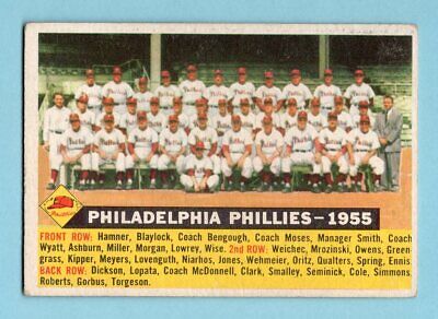 1956 Topps #72 Philadelphia Phillies Team Baseball Card Vg/Ex