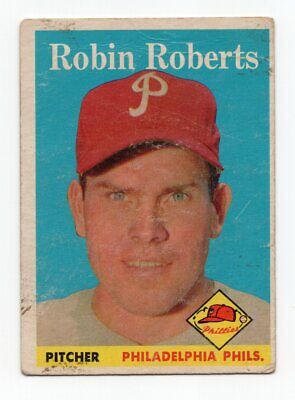 1958 Topps #90 Robin Roberts Philadelphia Phillies Baseball Card Low Grade