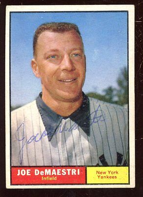 1961 Topps Baseball Card #116 Joe DeMaestri New York Yankees Autographed EX+