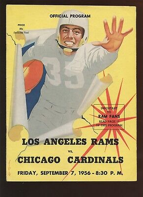 September 7 1956 NFL Program Chicago Cardinals at Los Angeles Rams