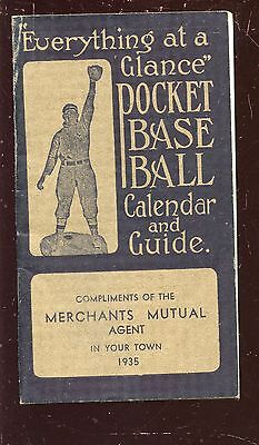 1935 Pocket Baseball Calendar & Guide EX