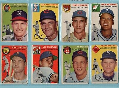 1954 Topps Starter Set Lot of 40 Different Baseball Cards Low Grade 