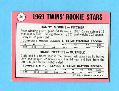 1969 Topps #99 Graig Nettles Minnesota Twins Rookie Baseball Card Ex/Mt blu pho