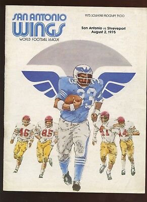 August 2 1975 WFL Program Shreveport Steamers at San Antonio Wings EX