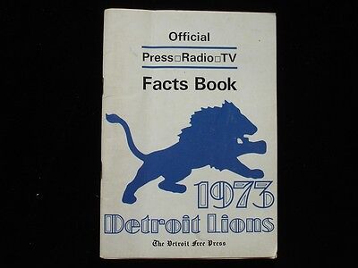 1973 Detroit Lions Media Guide & Facts Book - VG-EX