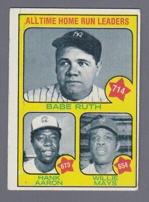 1973 Topps #1 All Time Home Run Leaders Baseball Card Vg/Ex o/c 