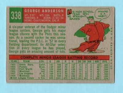 1959 Topps #338 Sparky Anderson Philadelphia Phillies Rookie Baseball Card EX