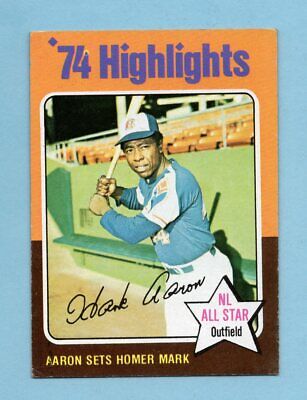 1975 Topps #1 Hank Aaron '74 Highlights Atlanta Braves Baseball Card EX+  