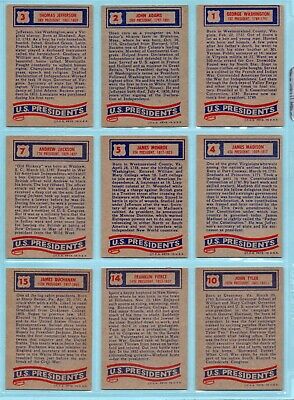 1972 Topps U.S. Presidents Starter Set Lot of 24 Different Cards mixed Grades