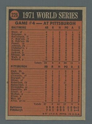 1972 Topps #226 1971 World Series Game 4 Roberto Clemente Baseball Card EX+ 