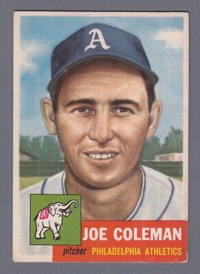 1953 Topps #279 Joe Coleman Philadelphia Athletics Baseball Card EX ap cres bk