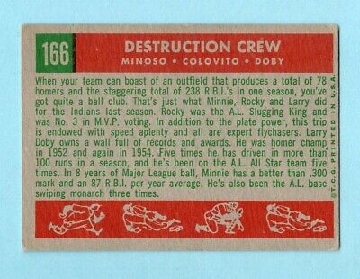 1959 Topps #166 Minoso, Colavito, Doby Cleve Indians Baseball Card EX