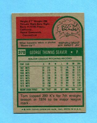 1975 Topps #370 Tom Seaver New York Mets Baseball Card Ex/Mt