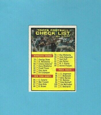 1961 Topps #122 Checklist Nos.78 to 132 Football Card Ex/Mt Unchecked 