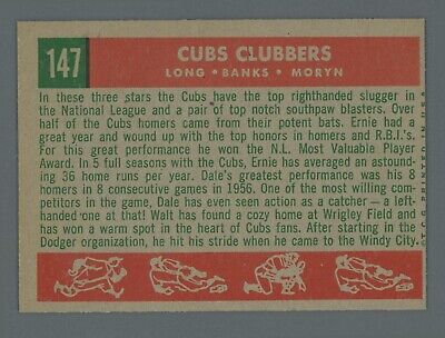 1959 Topps #147 Cubs Clubbers Ernie Banks & others Baseball Card NM o/c pm ft