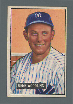 1951 Bowman #219 Gene Woodling New York Yankees Rookie Baseball Card EX wrk trc