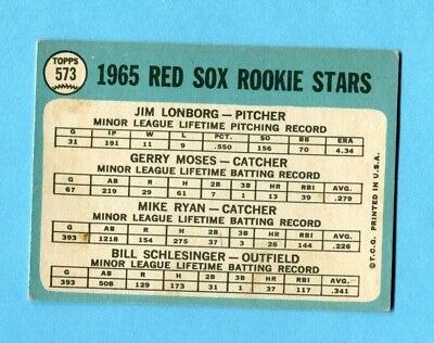 1965 Topps #573 Red Sox Rookies Jim Lonborg & others Baseball Card V/E cres tp  