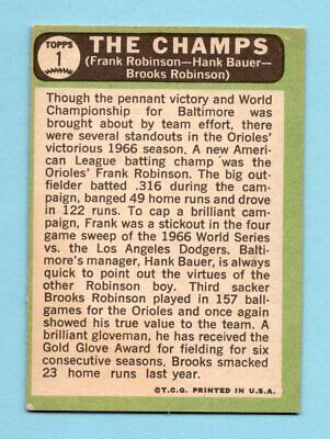 1967 Topps #1 The Champs Baltimore Orioles Baseball Card EX    