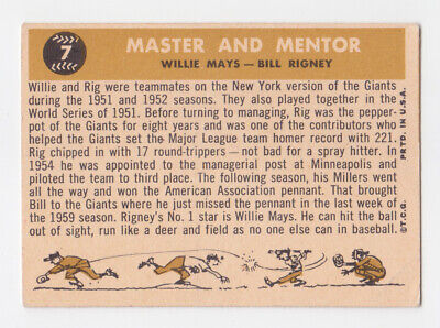 1960 Topps #7 Master & Mentor Mays & Rigney San Fran Giants Baseball Card V/Ecr 