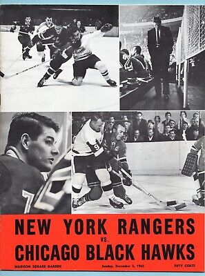 December 5, 1965 Chicago Black Hawks vs New York Rangers Program Ex/Mt unscored