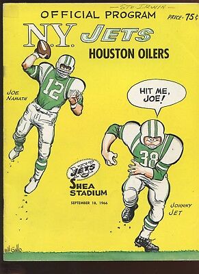 September 18 1966 AFL Program Houston Oilers at New York Jets