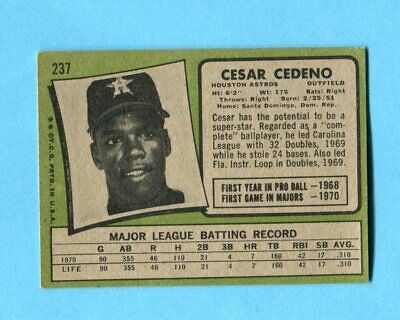 1971 Topps #237 Cesar Cedeno Houston Astros Rookie Baseball Card EX 