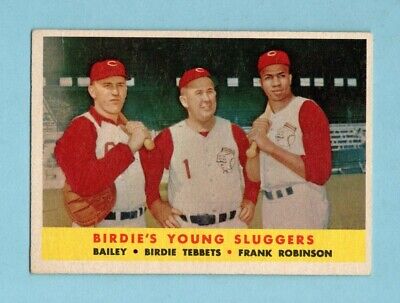 1958 Topps #386 Frank Robinson & others Cin Reds Baseball Card EX+ -E/M ap lgtcr