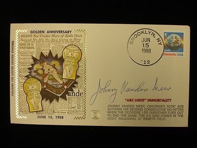 Johnny Vander Meer Reds SIGNED / Autographed 6.5" x 3.75" 1988 Envelope