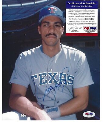 Juan Gonzalez Texas Rangers  Autographed 8 X 10 Photo PSA Cert