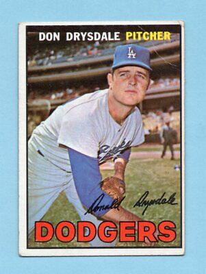 1967 Topps #55 Don Drysdale Los Angeles Dodgers Baseball Card Low Grade