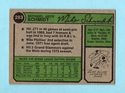 1974 Topps #283 Mike Schmidt Philadelphia Phillies Baseball Card Low Grade