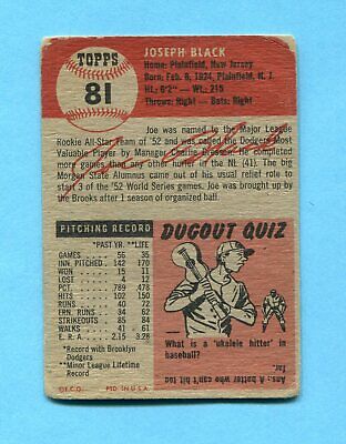 1953 Topps #81 Joe Black Brooklyn Dodgers Baseball Card Low Grade