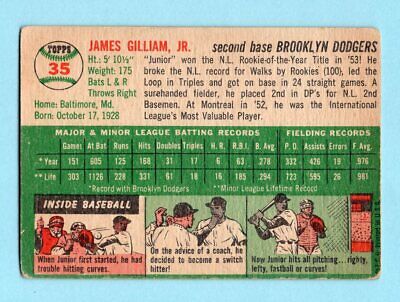 1954 Topps #35 Junior Gilliam Brooklyn Dodgers Baseball Card VG