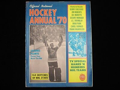 1970 Official National Hockey Annual Magazine - Jacques Plante Cover