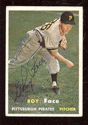 1957 Topps Baseball Card #166 Roy Face Autographed EX