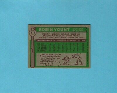 1976 Topps #316 Robin Yount Milwaukee Brewers 2nd Baseball Card EX+ 