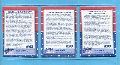 1987 Fleer Complete Set of 12 1986 World Series Baseball Cards NM