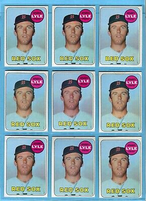 1969 Topps #311 Lot of 9 Sparky Lyle Red Sox Rookie Baseball Cards VG - E/M     