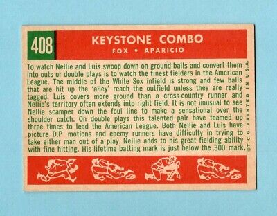 1959 Topps #408 Keystone Combo Fox Aparicio White Sox Baseball Card Ex/Mt vlwk