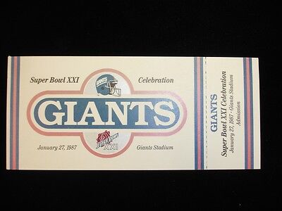 January 27th, 1987 NY Giants Super Bowl XXI Celebration Ticket 