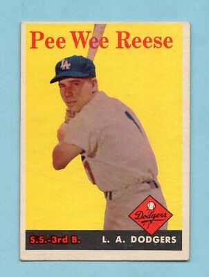 1958 Topps #375 Pee Wee Reese Los Angeles Dodgers Baseball Card EX+ o/c