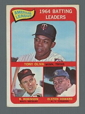 1965 Topps #1 1964 AL Batting Leaders Tony Oliva & others Baseball Card Vg-Vg+ 