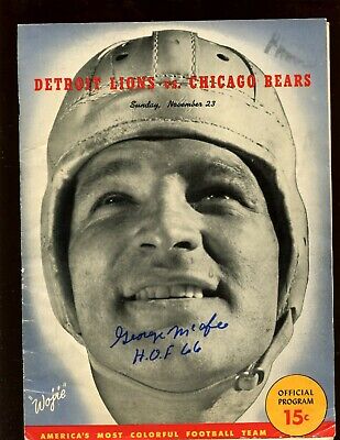 11-23 1941 NFL Program Chicago Bears at Detroit Lions McAfee Autograph VG