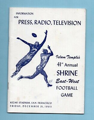 1965 East vs West 41st Annual Shrine Football Game Media Guide