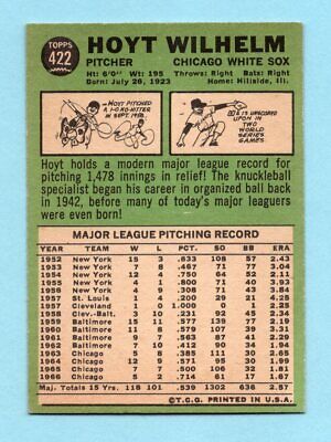 1967 Topps #422 Hoyt Wilhelm Chicago White Sox Baseball Card Ex/Mt   