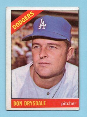 1966 Topps #430 Don Drysdale Los Angeles Dodgers Baseball Card Vg/Ex o/c  