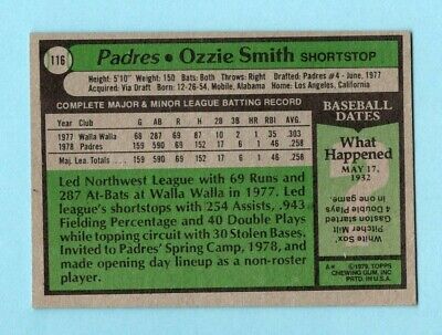 1979 Topps #116 Ozzie Smith San Diego Padres Rookie Baseball Card Ex/Mt       