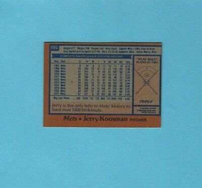 1978 Topps #565 Jerry Koosman New York Mets Autographed Baseball Card 