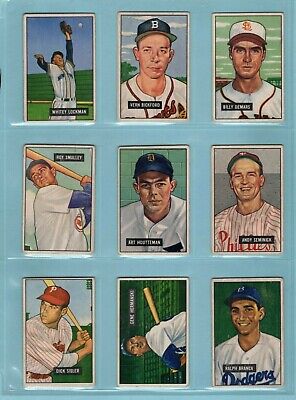 1951 Bowman Starter Set Lot of 110 Different Baseball Cards VG 