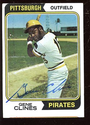 1974 Topps Baseball Card #172 Gene Clines Autographed EX OC